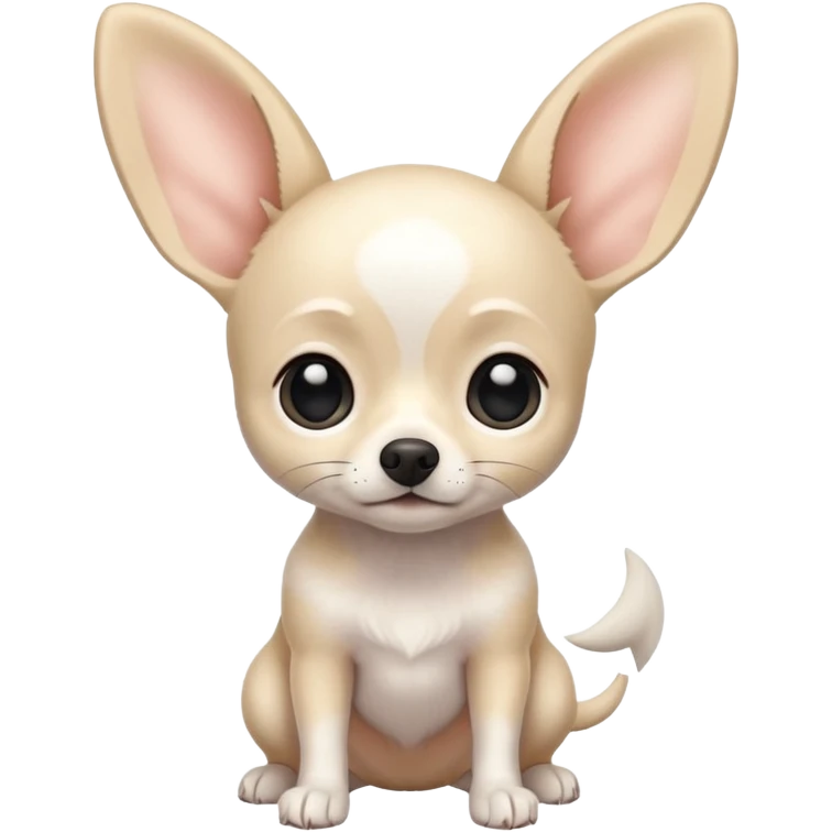 white Chihuahua with black dots. Big ears and big eyes. Full body emoji