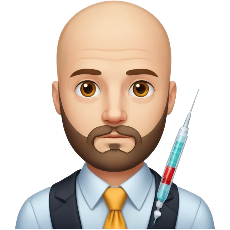 bald man in necktie and beard portrait with injections  emoji
