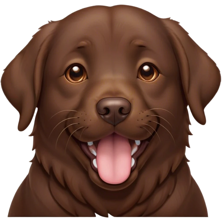 Cinematic Cute Yawning Chocolate Labrador Portrait Emoji, Head tilted slightly with a dramatic, wide-open yawn, showcasing a smooth chocolate Fur with a velvety texture, floppy ears slightly drooping, round brown eyes barely open in drowsy contentment, Simplified yet irresistibly adorable features, highly detailed, glowing with a soft, cozy glow, high shine, relaxed yet expressive, stylized with a touch of whimsy, bright and endearing, soft glowing outline, capturing the essence of a sleepy yet affectionate companion, so drowsy it feels like it could stretch out of the screen and curl up for a nap! emoji