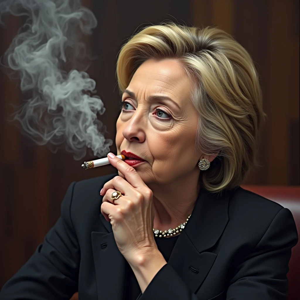 Hillary clinton smoking a cig emoji