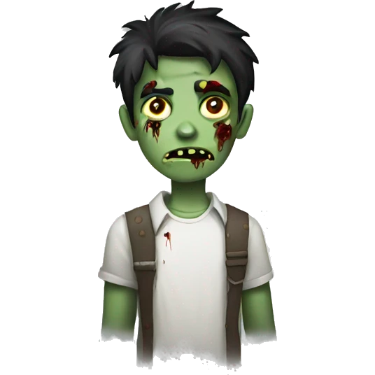 teen boy zombie with dark hair and white shirt emoji