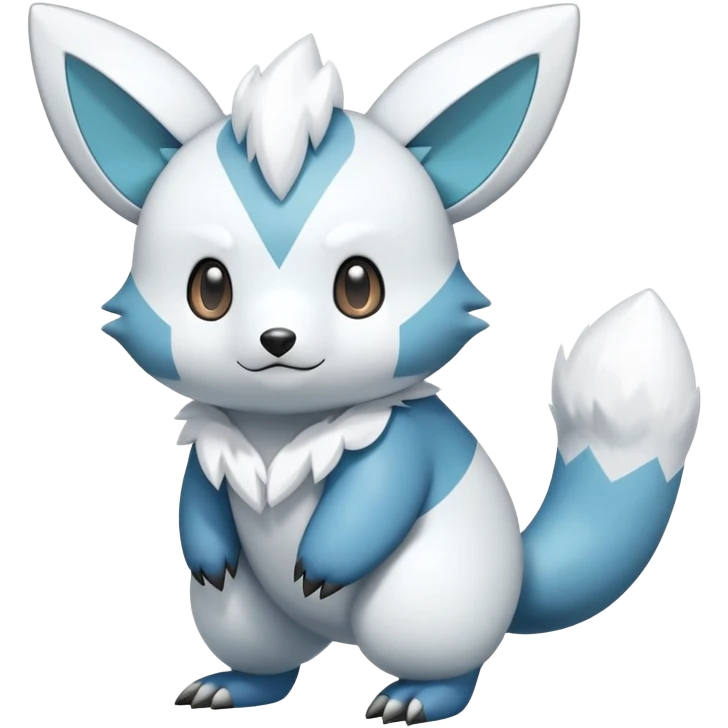 Shiny White Furry Snowy Ice-type Oshawott-Minccino-Zangoose-Hybrid (Full body) emoji
