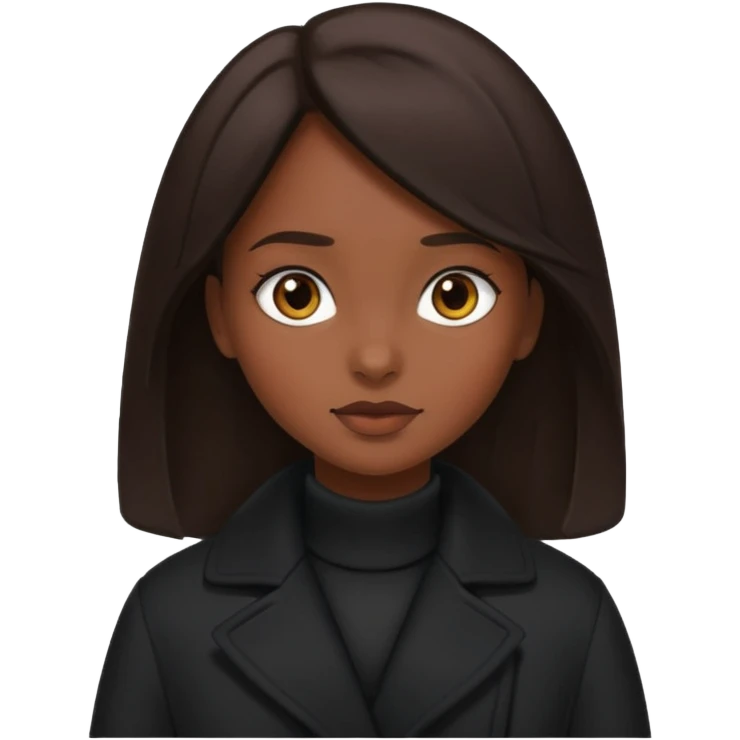GAROTA MORENA COM PELE MORENA COM CABELO PRETO E CASASACO PRETA emoji