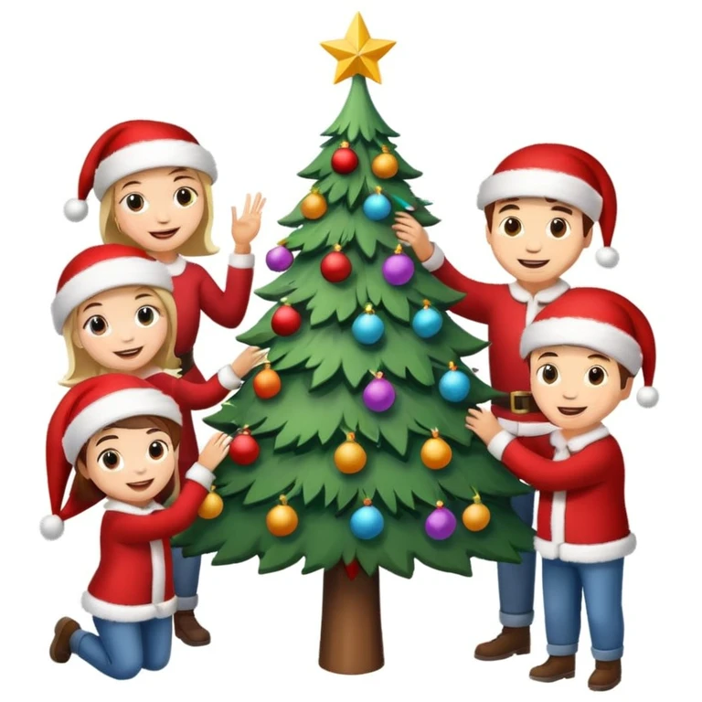 people decorating a Christmas tree emoji