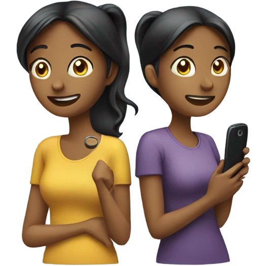 Two girls talking to each other on the phone emoji
