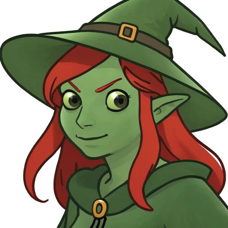 A witch with red hair emoji