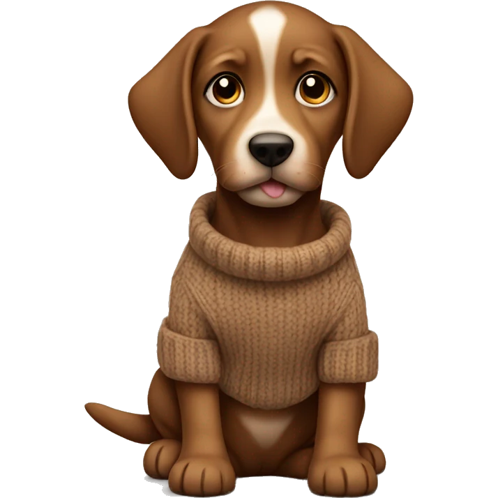 Brown realistic puppy in brown sweater  emoji