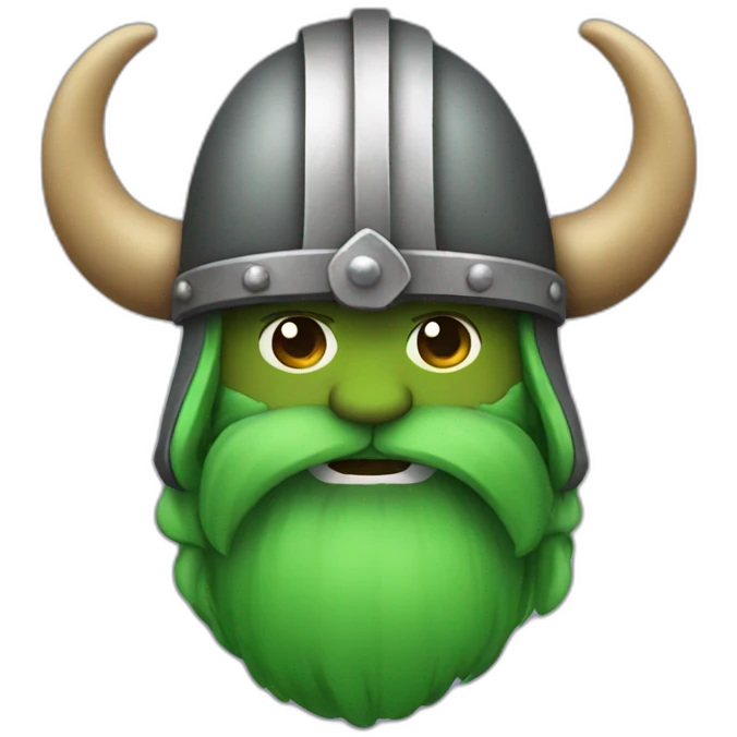 Viking helmet horns with a green beard emoji