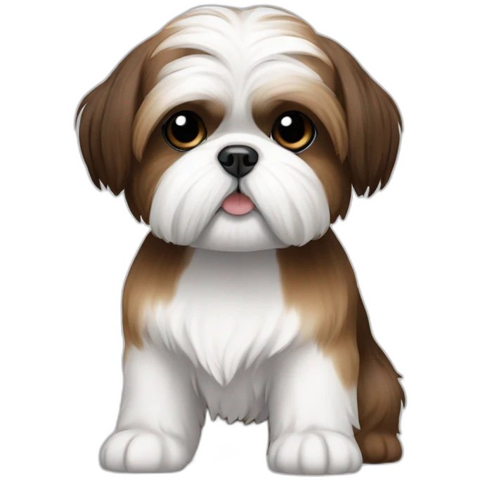 Shih tzu with link female wite and brown emoji