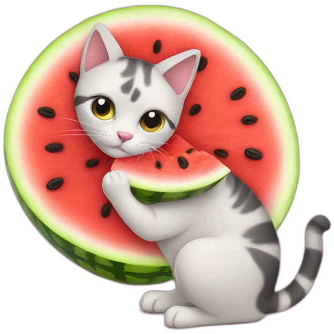 cat eating watermelon emoji