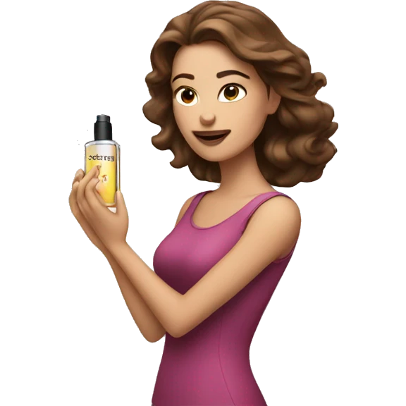 woman brown hair spraying perfume emoji