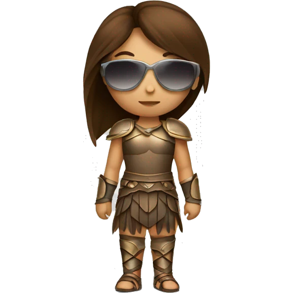 Girl gladiator with long straight brown hair and sunglasses  emoji