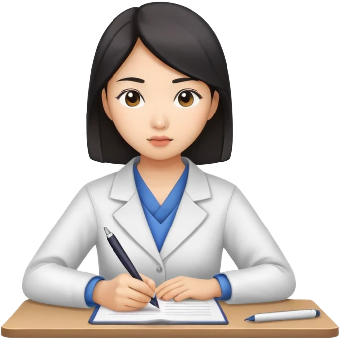 asian woman taking an exam emoji