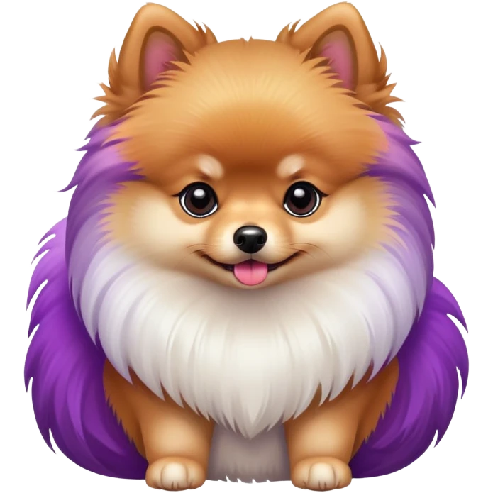 Pomeranian dog with a purple and red tail emoji