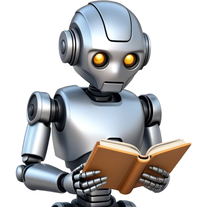 Robot reading book front view emoji