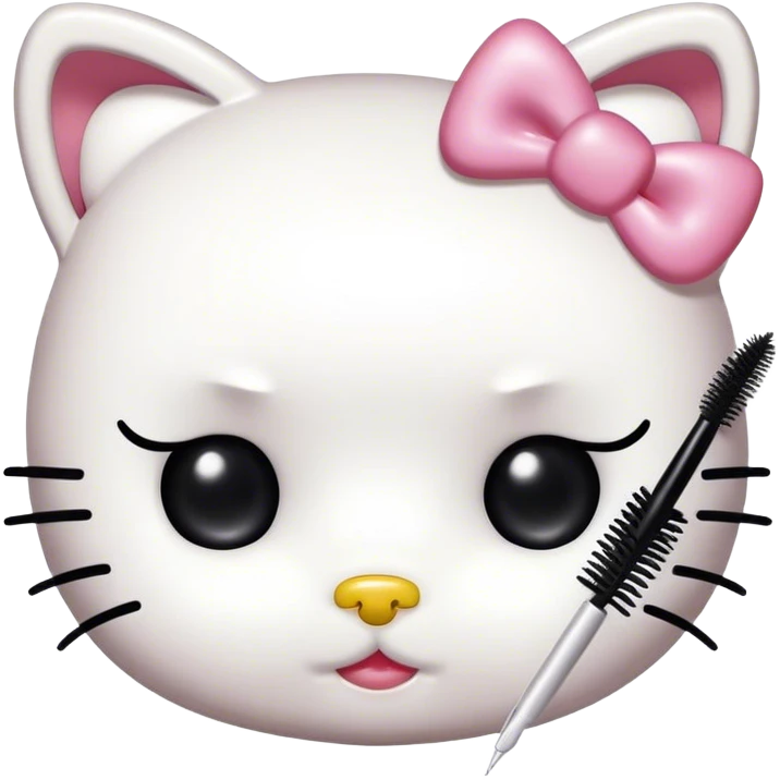  hello Kitty with an eyelash mascara spoolie emoji