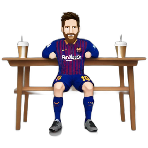 lionel messi with a cafe emoji