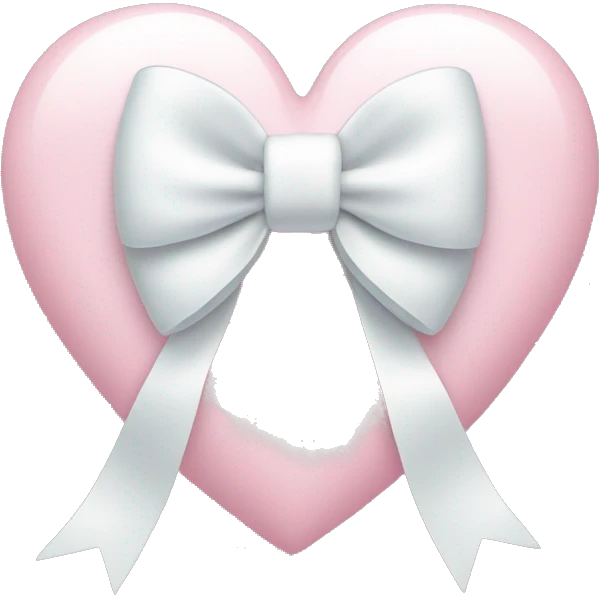 Pastel pink heart with white bow emoji