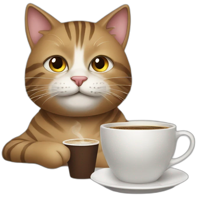 cat drinks coffee emoji