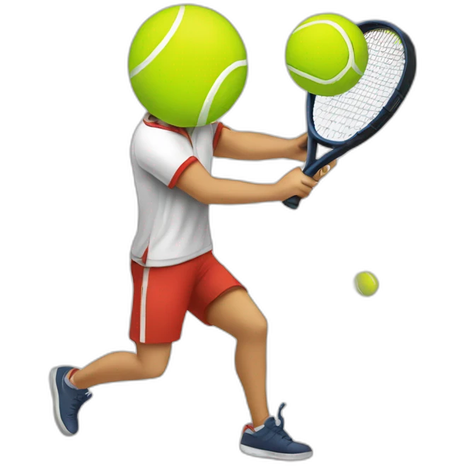 tennis ball hitting a person with a racket emoji