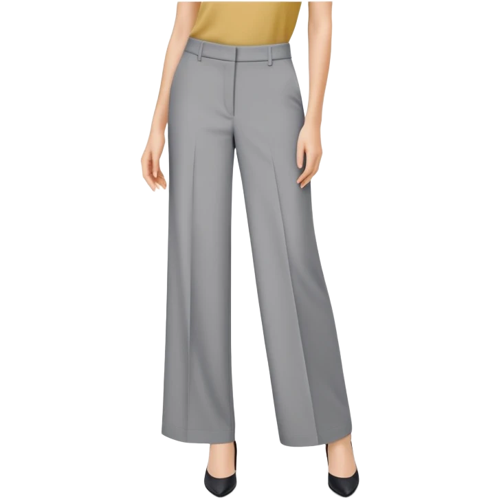 petite gray wide leg tailored pants, shorter ankle length, dress trousers, flat lay isolated garment only, no model, no human, plain white background emoji
