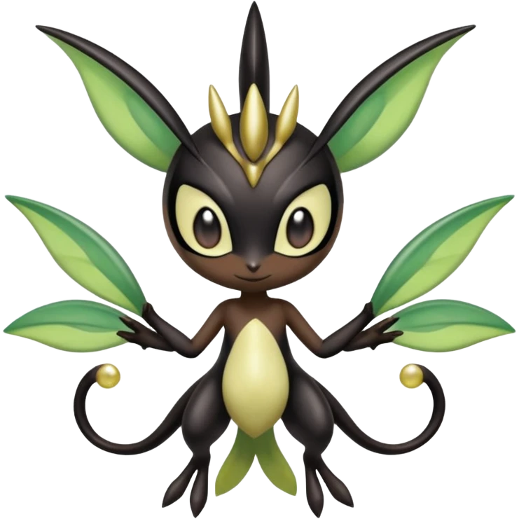 Shiny glossy melanistic oily Meloetta-Celebi-Giratina-Noibat-Pokémon-Fakémon-fusion-hybrid-creature emoji