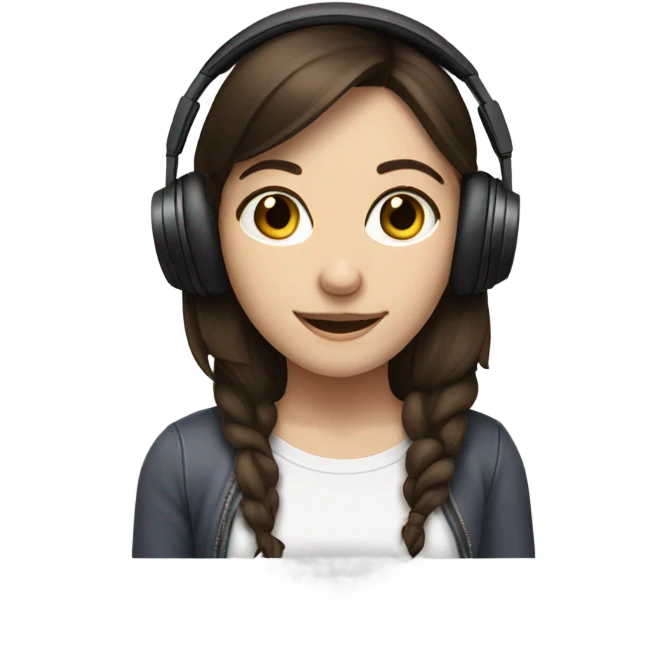 White brunette girl listening to music emoji