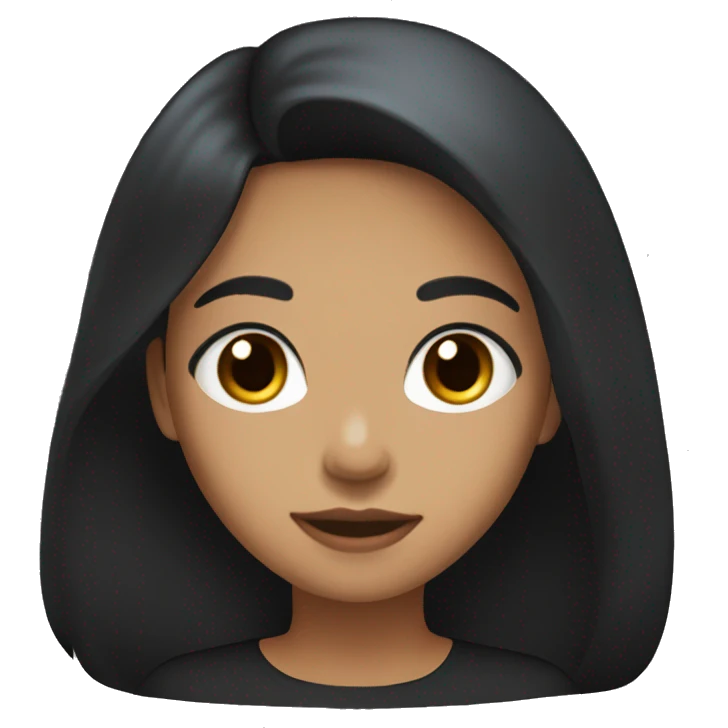 girl with long black hair, big dark brown eyes, and medium toned skin with a black shirt on emoji