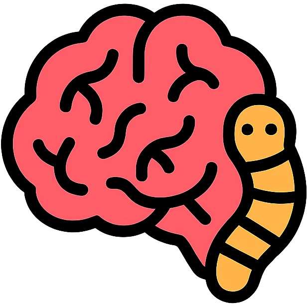 brain worm icon, color outline style emoji