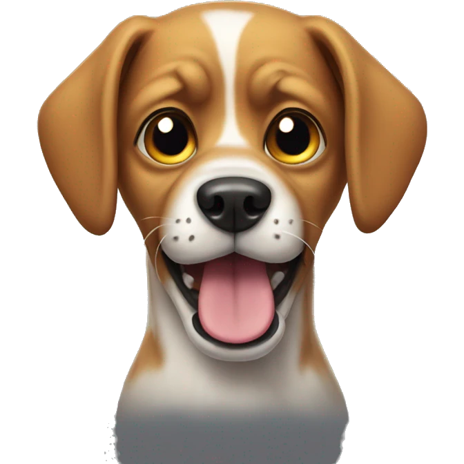 Dog wearing a horror emoji