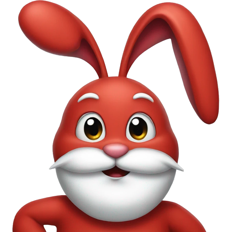 Red bunny with Santa Claus head  emoji