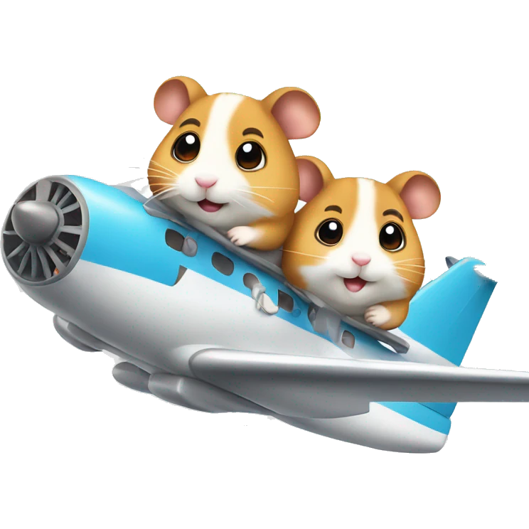 Two hamsters flying on plane emoji
