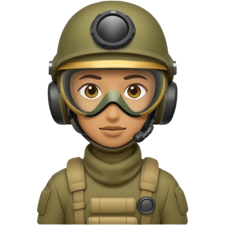 futuristic soldier in high-tech gear, helmet and mask, emoji style emoji