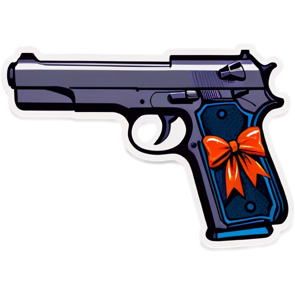 A gun with a ribbon emoji