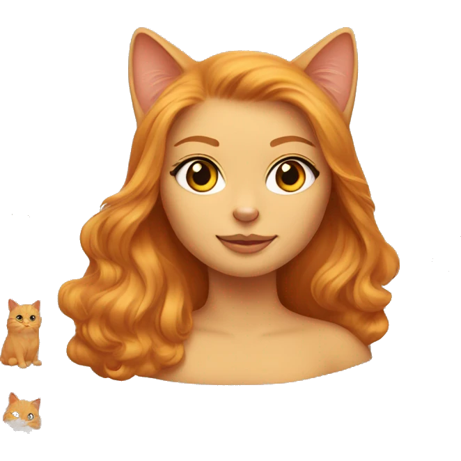 Orange persian cat and woman with bronde hair emoji