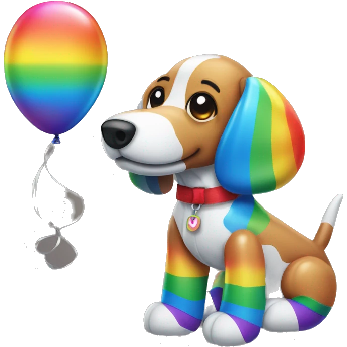 Rainbow balloon dog emoji