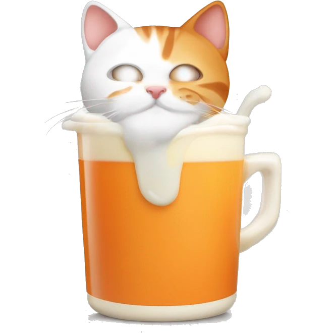 Cara gatito naranja y blanco con la boquita manchada de leche emoji