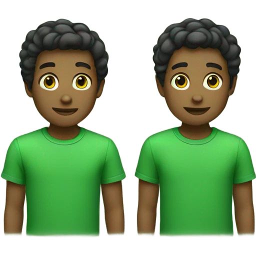 boys in matching green shirts emoji