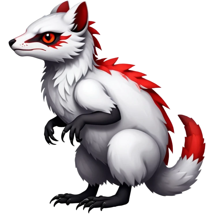 a white with black belly and red eyes exotic edgy vernid-fionbri-creature full body emoji