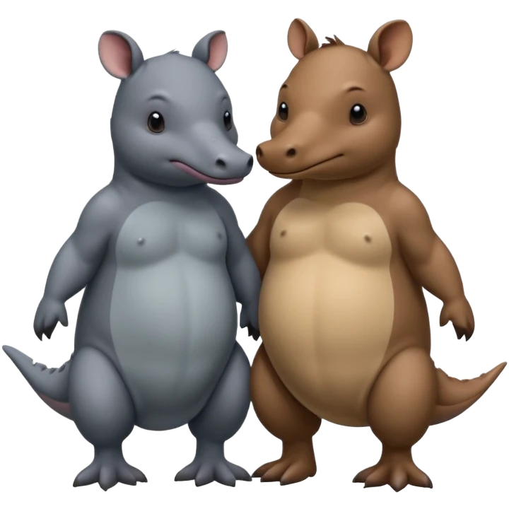 a platypus and a rhino with their arms around each other  emoji