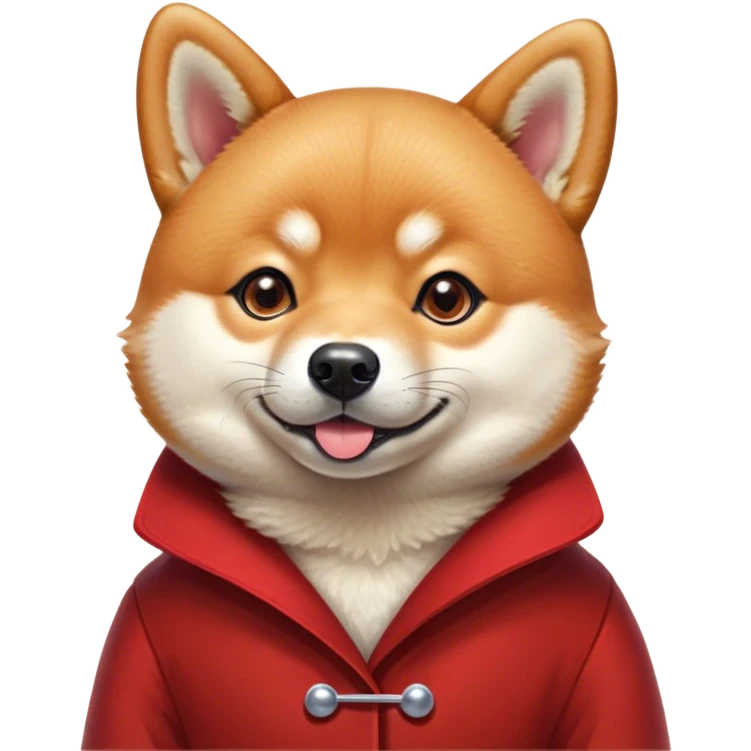 Cinematic Cute Shiba Inu Portrait Emoji, Head tilted playfully and inquisitively, featuring a rich red coat with a creamy underbelly and perky ears, round, sparkling brown eyes filled with curiosity, Simplified yet irresistibly adorable features, highly detailed, glowing with a warm, friendly glow, high shine, affectionate and lively, stylized with a touch of whimsy, bright and endearing, soft glowing outline, capturing the essence of a mischievous yet loving pup, so playful it feels like it could leap out of the screen and into your arms! emoji