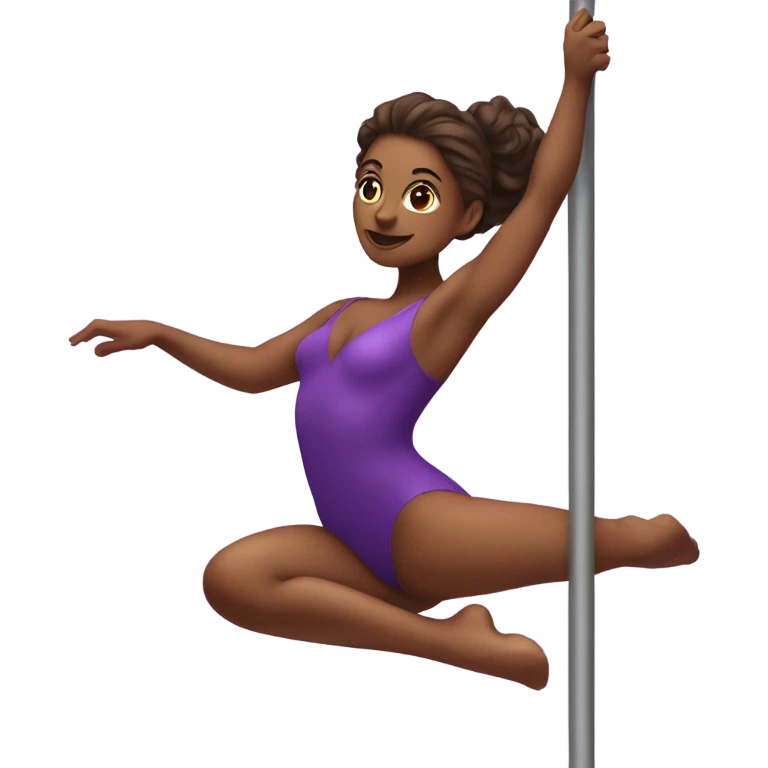 brown skinned pole dancing woman wearing a purple leotard emoji
