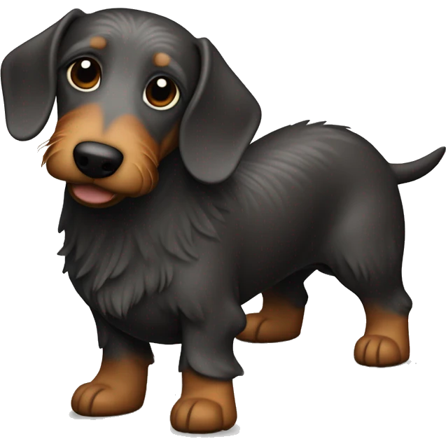 Very Wire haired wiener dog whole body dark color  emoji