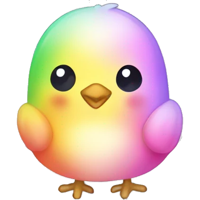 Kawaii rainbow pastel chick in farm snow globe  emoji