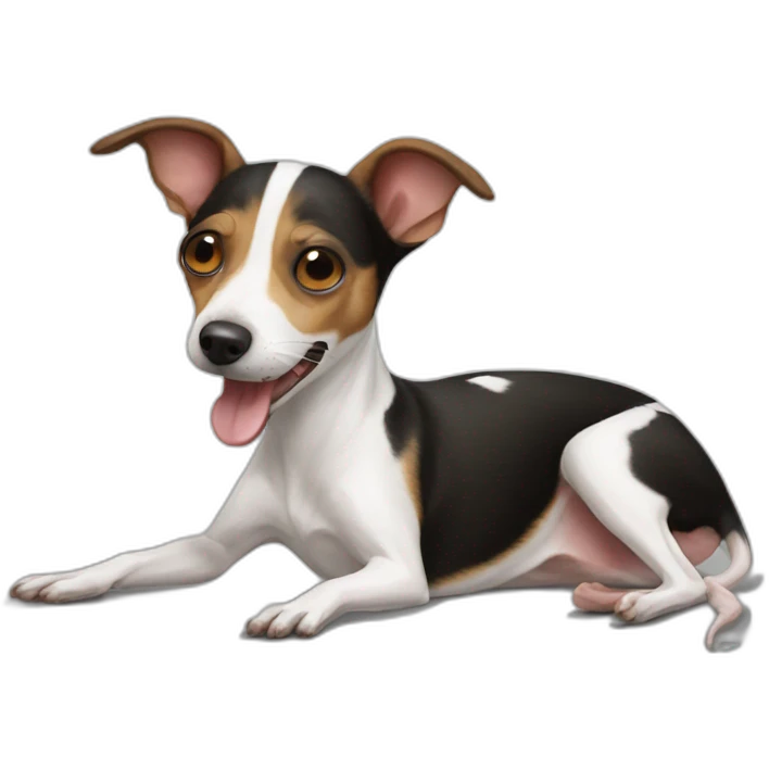 rat terrier playing dead silly on back emoji
