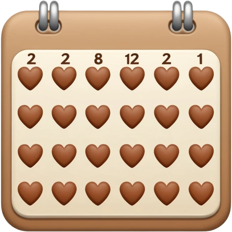 .make a November  mini calendar with right brown hearts with cream colored dates wi rounded cornersI 
 emoji