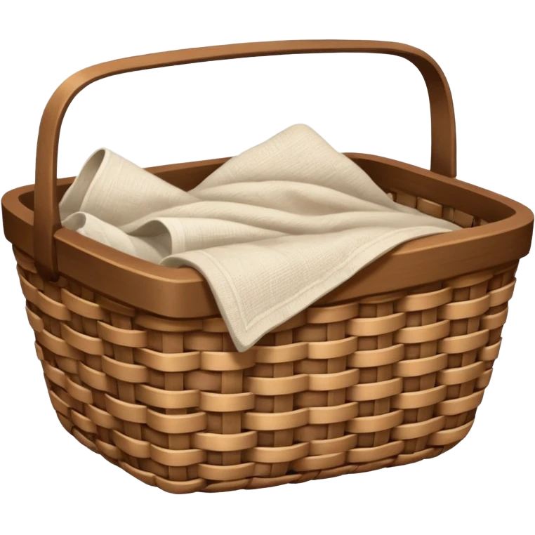 A woven Brown basket with fresh washed linen emoji