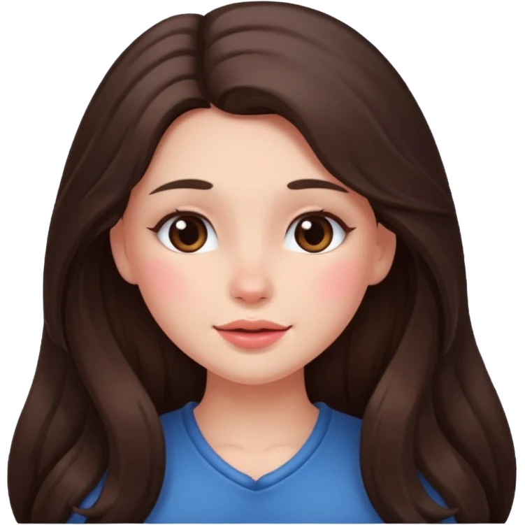 long haired brunette girl blushing emoji