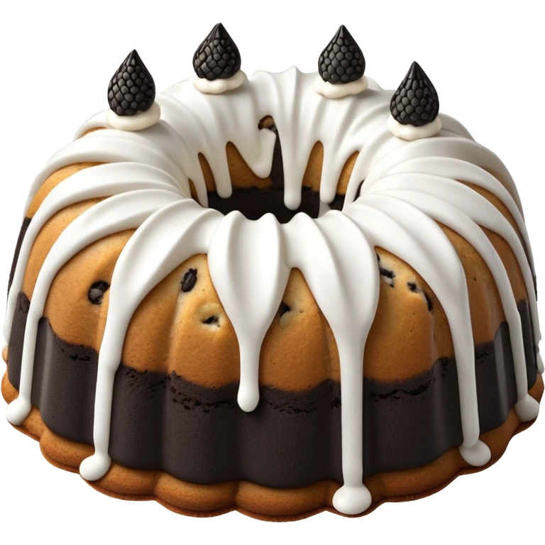Cookies & cream Bundt cake with only white frosting stripes  emoji
