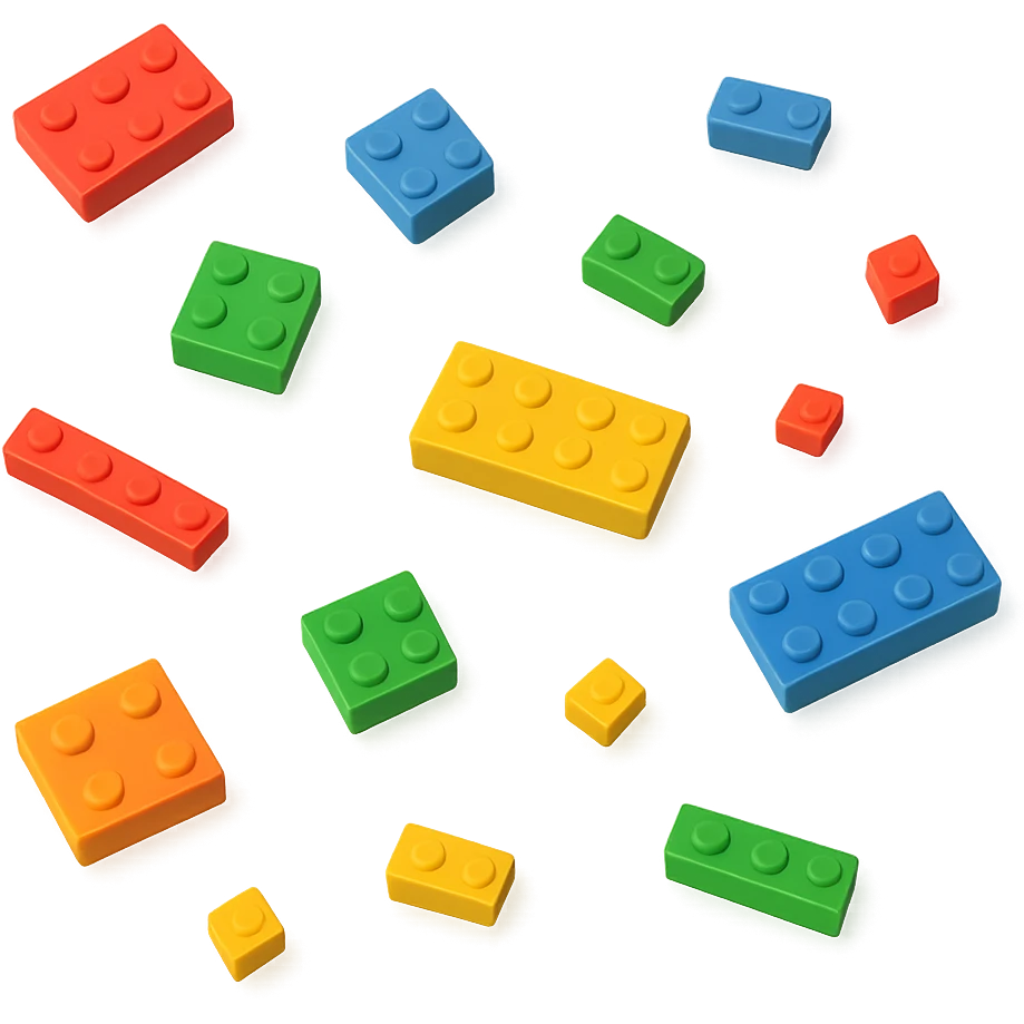 lego blocks scattered, multiple colors, minimalistic feel emoji